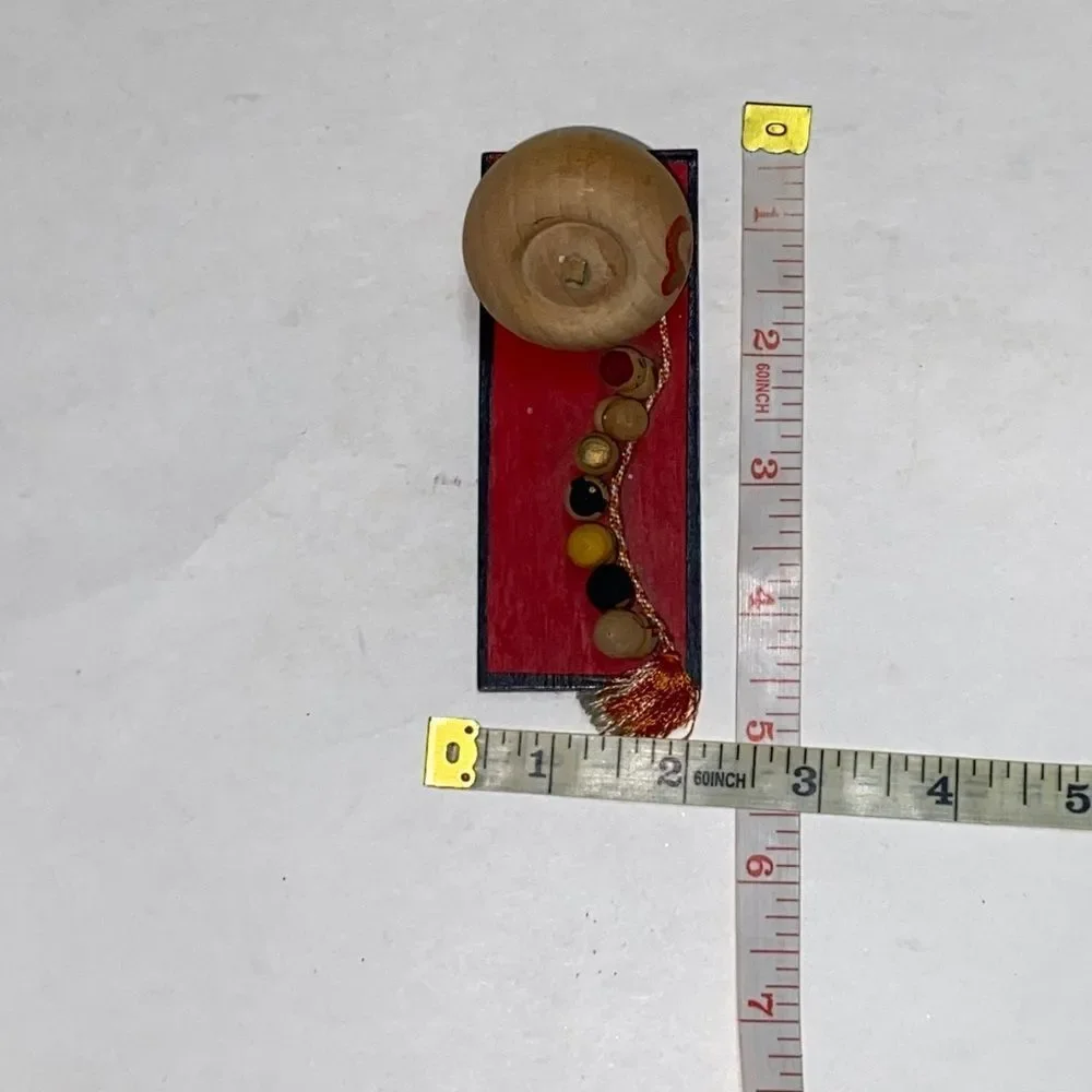 VTG, Kokeshi Handcrafted Wooden Wall Hook with Red and Natural Design